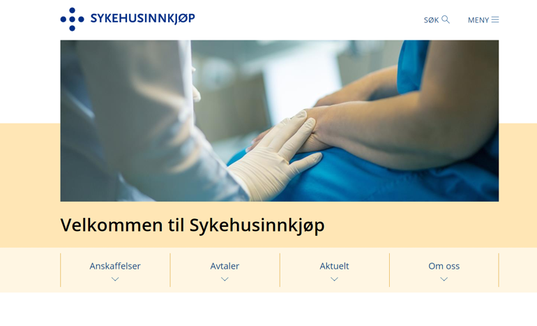 Utsnitt av forsiden til Sykehusinnkjøps eksterne nettside.